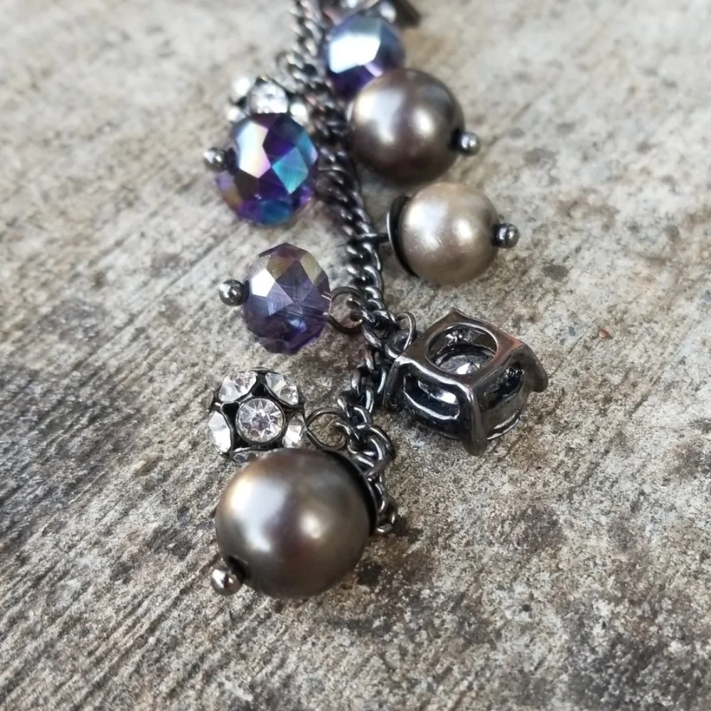 💗  VERA WANG Antique Tone Charm Beaded Bracelet & Necklace - Picture 2 of 8